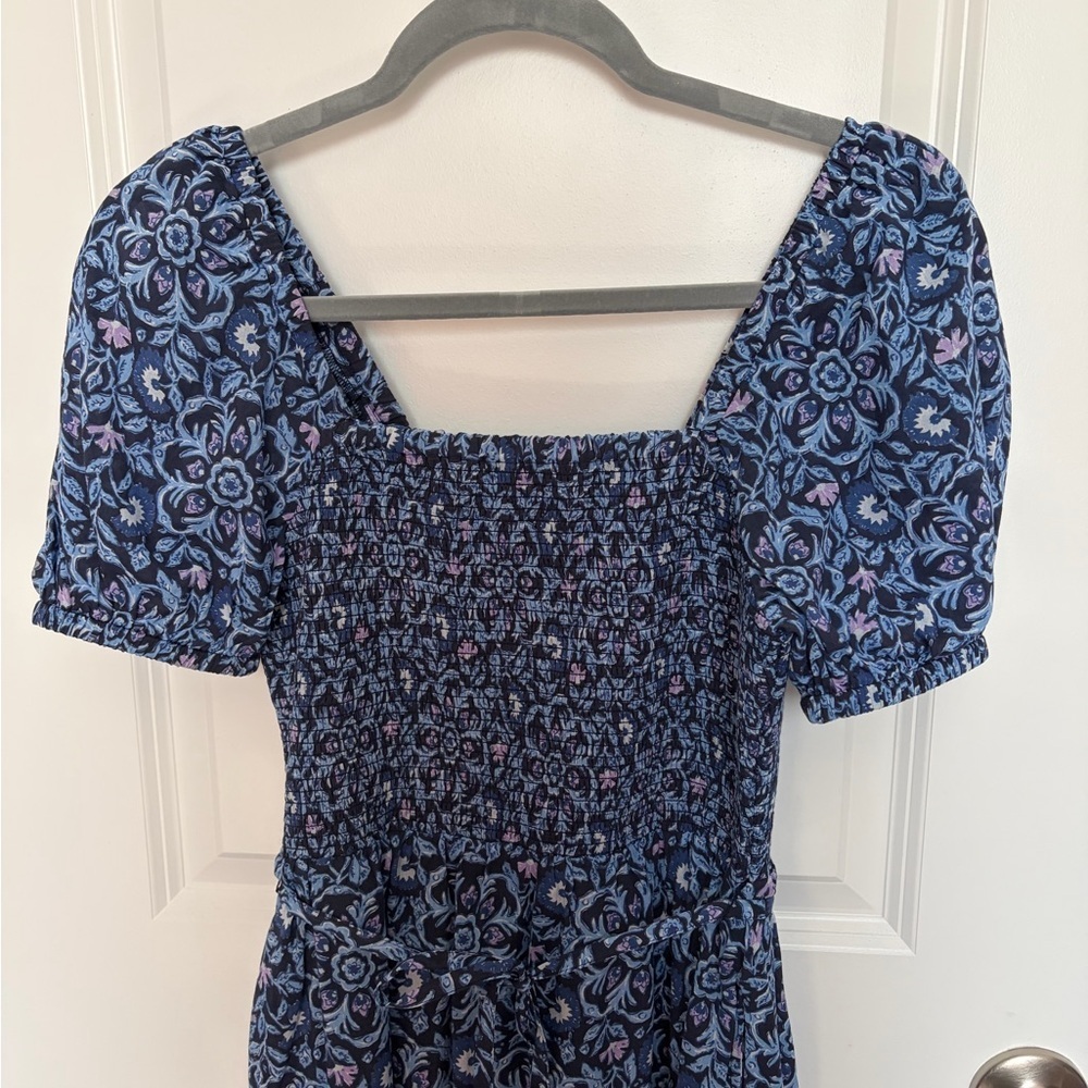 Vineyard Vines Blue Spring Summer Floral Puff Sleeve Midi Dress - Size XS - Picture 2 of 4